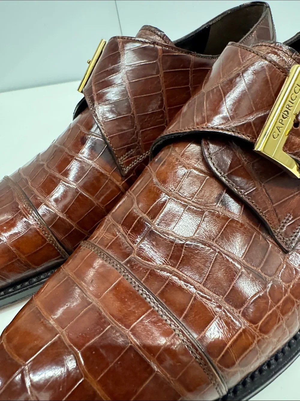 Caporicci genuine alligator 🐊 Leather Monk Strap Shoes size 9